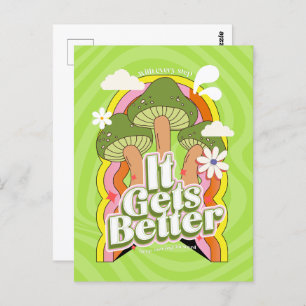 It Gets Better   Good Vibes &  Retro Groovy Feels Postcard