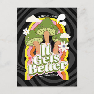 It Gets Better   Good Vibes &  Retro Groovy Feels Postcard