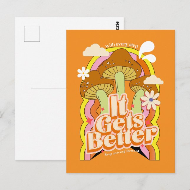 It Gets Better | Good Vibes &  Retro Groovy Feels Postcard (Front/Back)