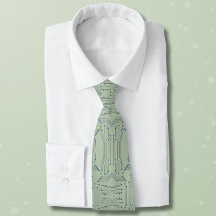 IT Guy Blue Circuit Board on Green Tie