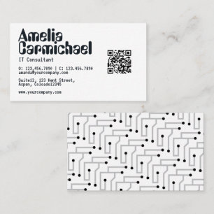 IT Information Technology Consultant QR Code Business Card