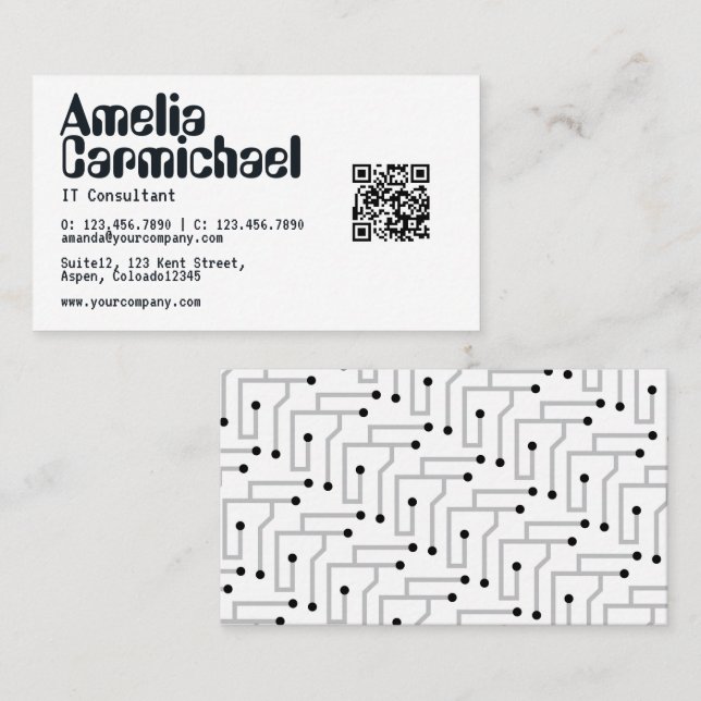 IT Information Technology Consultant QR Code Business Card (Front/Back)