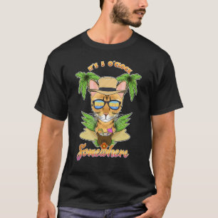 It Is 5 O´Clock Somewhere Drinking Bengal Cat T-Shirt