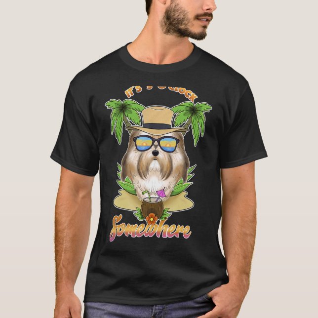 It Is 5 O´Clock Somewhere Drinking Havanese T-Shirt (Front)