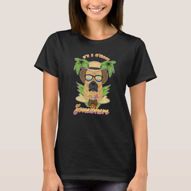 It Is 5 O´Clock Somewhere Drinking Puggle T-Shirt (Front)