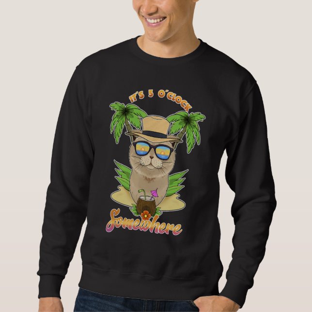 It Is 5 O´Clock Somewhere Drinking Scottish Fold C Sweatshirt (Front)