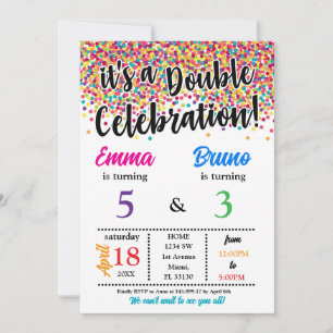 It is a double Siblings Birthday Invitation