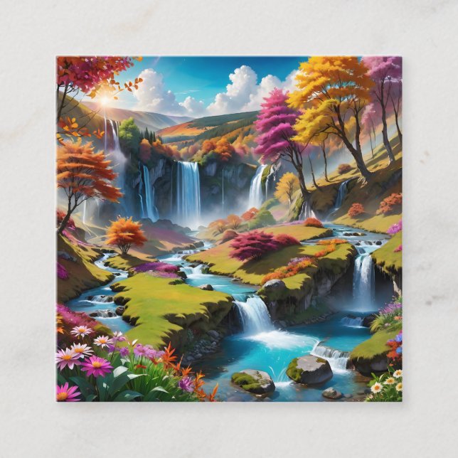 It is a strange magical and mystical landscape wit square business card (Front)