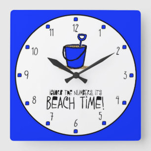 It is Beach Time! Square Wall Clock