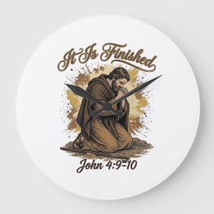 It Is Finished Bible Verse Vintage Christian Shirt Large Clock