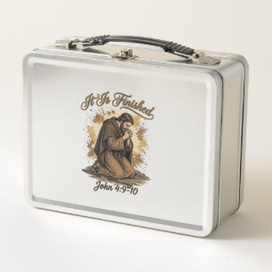 It Is Finished Bible Verse Vintage Christian Shirt Metal Lunch Box