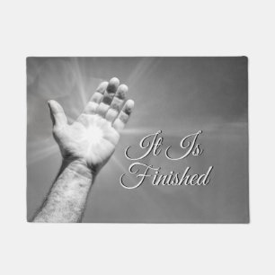 It Is Finished Grayscale Doormat