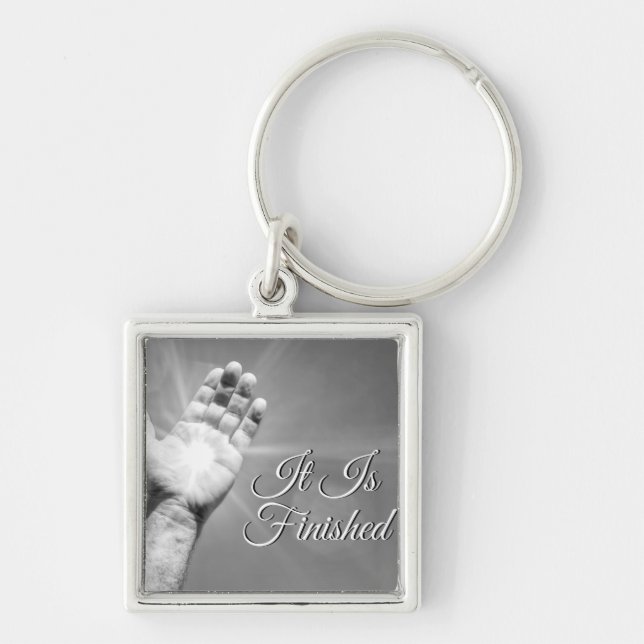 It Is Finished Grayscale Key Ring (Front)
