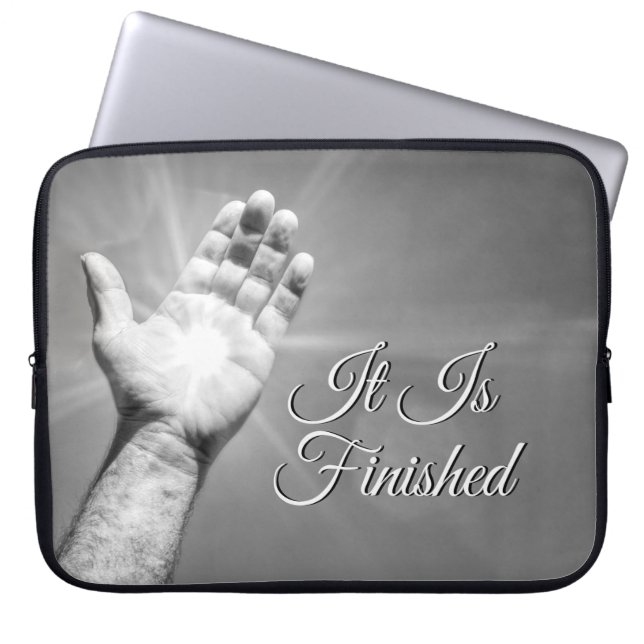 It Is Finished Grayscale Laptop Sleeve (Front)