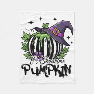It Is Showtime Pumpkin Witch Halloween Spooky Seas Fleece Blanket