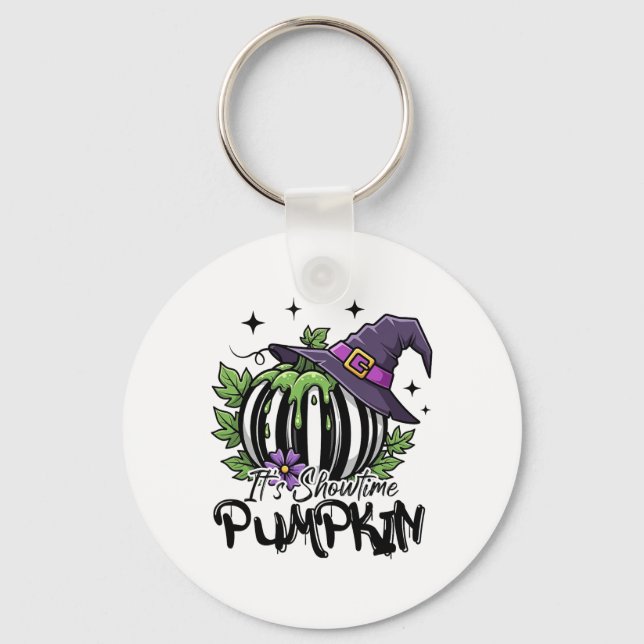 It Is Showtime Pumpkin Witch Halloween Spooky Seas Key Ring (Front)