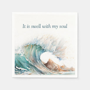 "It Is Swell With My Soul" Watercolor Wave Napkin