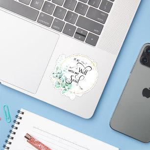 It is well Eucalyptus and gold frame Sticker