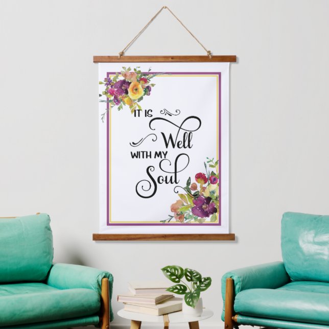 It is well floral  hanging tapestry (Living Room)