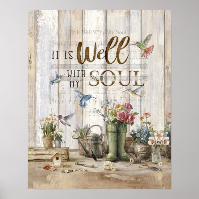 It Is Well Gardening Hummingbird Poster (Front)