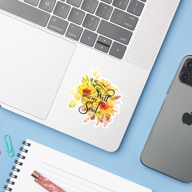 It is well sunflowers sticker (Laptop w/ iPhone)