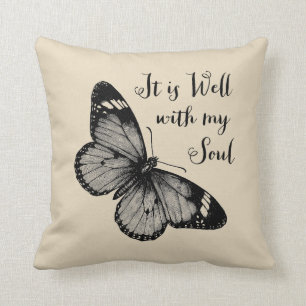 It Is Well With My Soul Butterfly Throw Pillow