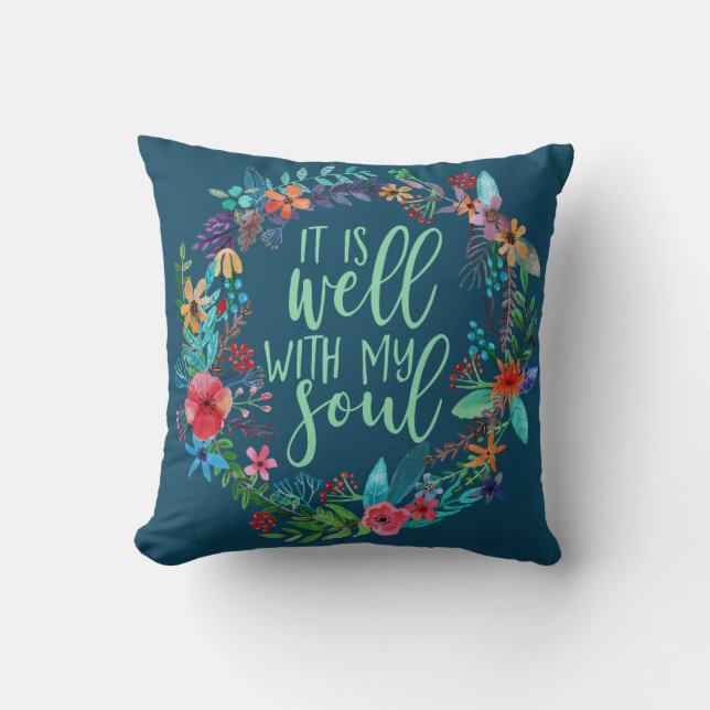 It is well with my soul, Hymn, Inspirational quote Cushion (Front)