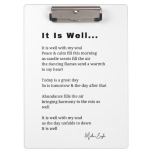 It is well with my soul inspirational poem poetry  clipboard