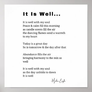 It is well with my soul inspirational poem poetry  poster