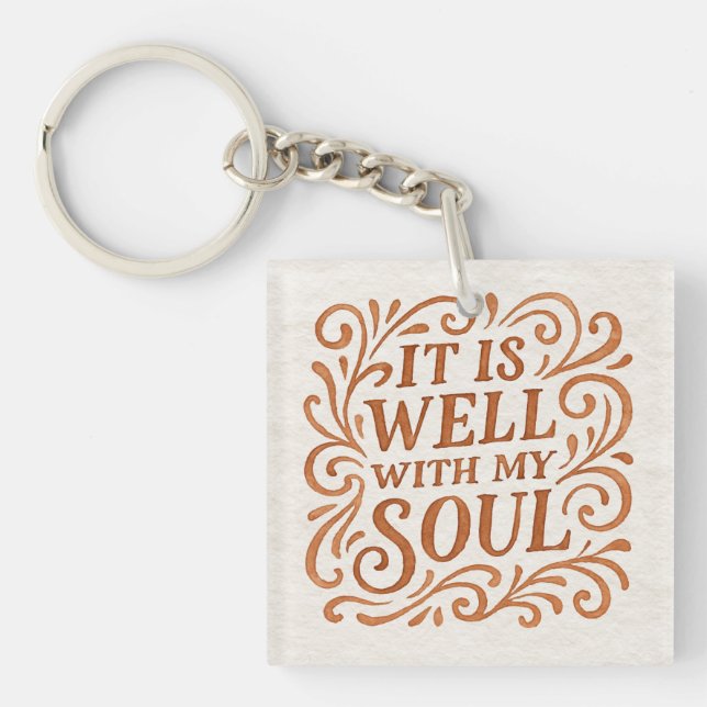 It is Well With My Soul Typography Key Ring (Front)