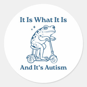 It Is What It Is And It's Autism Retro Autism Awar Classic Round Sticker