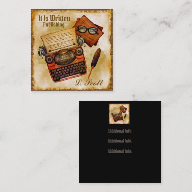 It Is Written Vintage Square Business Card (Front/Back)