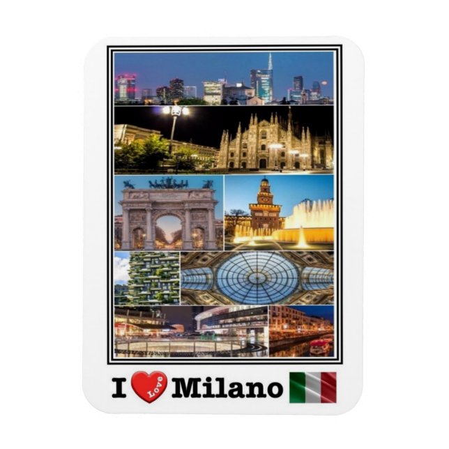 IT Italy -  Milano - I Love Mosaic - Magnet (Vertical)