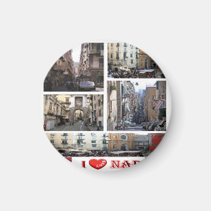 IT - Italy - Naples - I Love - Collage Mosaic Magnet