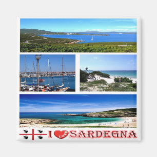 IT - Italy - Sardinia - I Love - Collage Mosaic Magnet