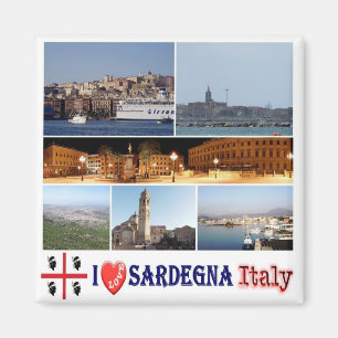 IT - Italy - Sardinia - I Love - Collage Mosaic Magnet