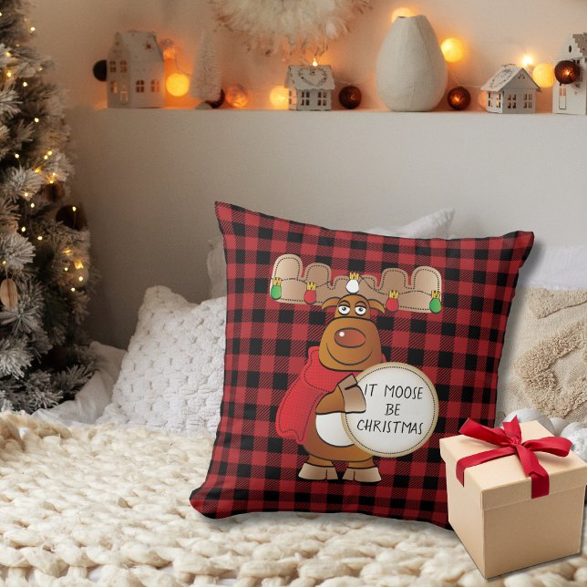  It Moose be Christmas Funny Cartoon Personalised  Cushion (Creator Uploaded)