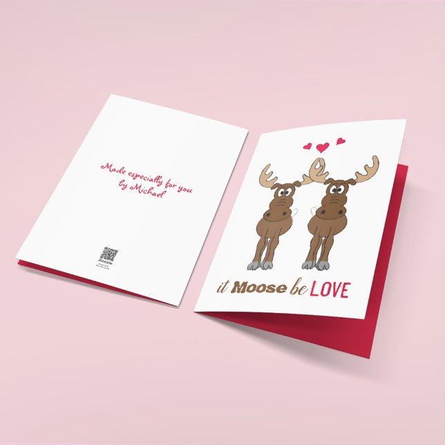 It Moose be Love Valentine's Day Cute Funny Holiday Card (It Moose be love cute Valentine's Day greeting card. )