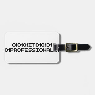 it professional binary code computer language luggage tag