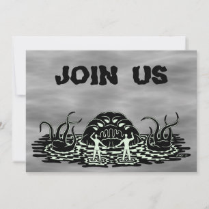 It Rises From The Ooze Weird Horror Art Invitation