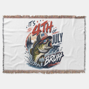 It’s 4th of July Bass Brute Fishing Throw Blanket