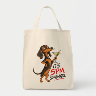 It’s 5PM Somewhere – Sassy Dachshund Martini Tote Bag