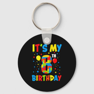 It’s 8th birthday 8 year old building blocks kids key ring