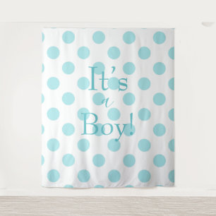 It’s a Boy Baby Boy Polkadot Script Baby Shower Tapestry