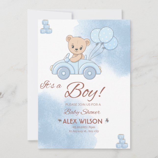 It’s a boy baby shower invitation (Front)