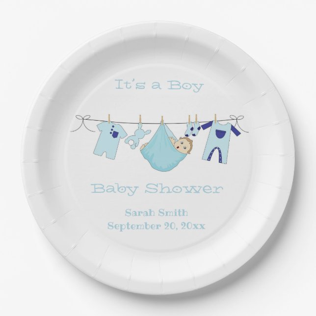 It’s a Boy Baby Shower Party Paper Plate (Front)