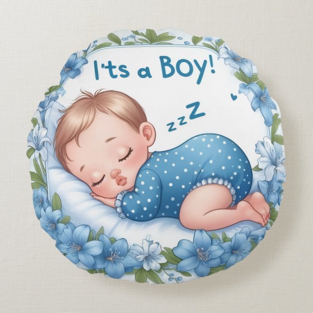 It’s a Boy Baby Shower  Round Cushion (Front)