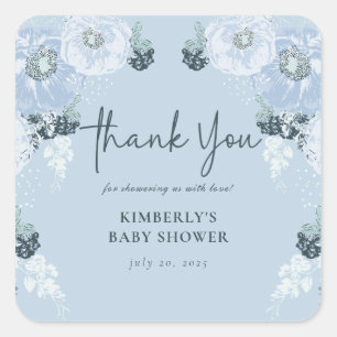 It’s A Boy Blue Floral Baby Shower  Square Sticker