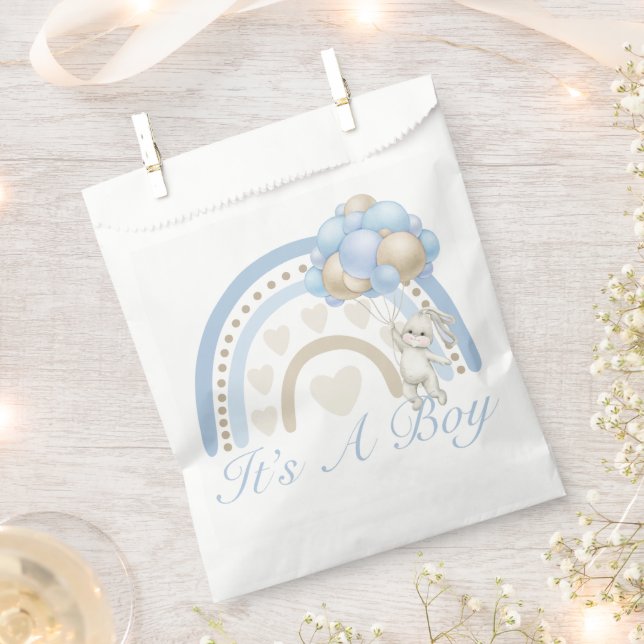 It’s a Boy Blue Pastel Rainbow Baby Shower Favour Bag (Clipped)