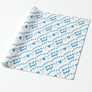 It’s A Boy Blue Rabbit Baby Shower  Wrapping Paper